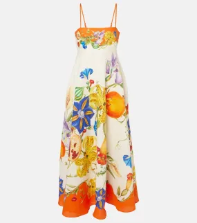 Alemais Flores floral linen midi dress