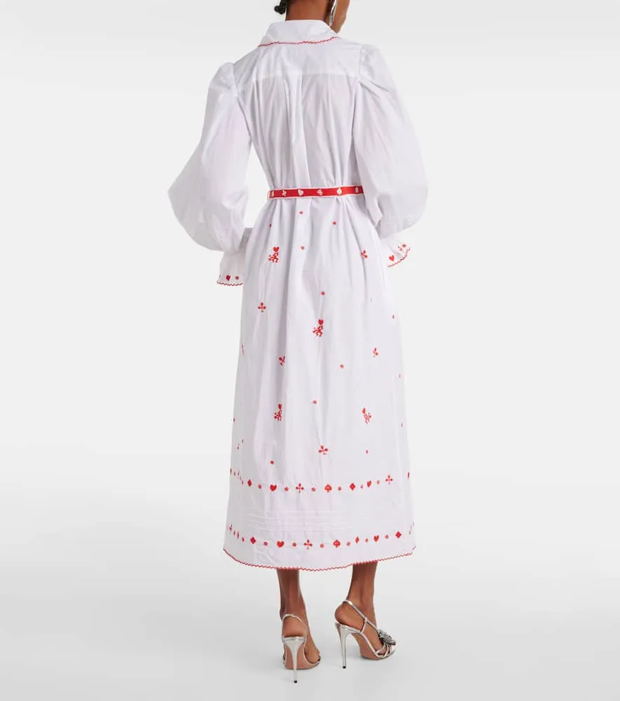 Alemais Hearts embroidered cotton midi dress