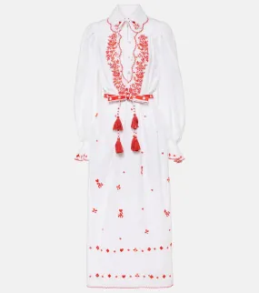 Alemais Hearts embroidered cotton midi dress