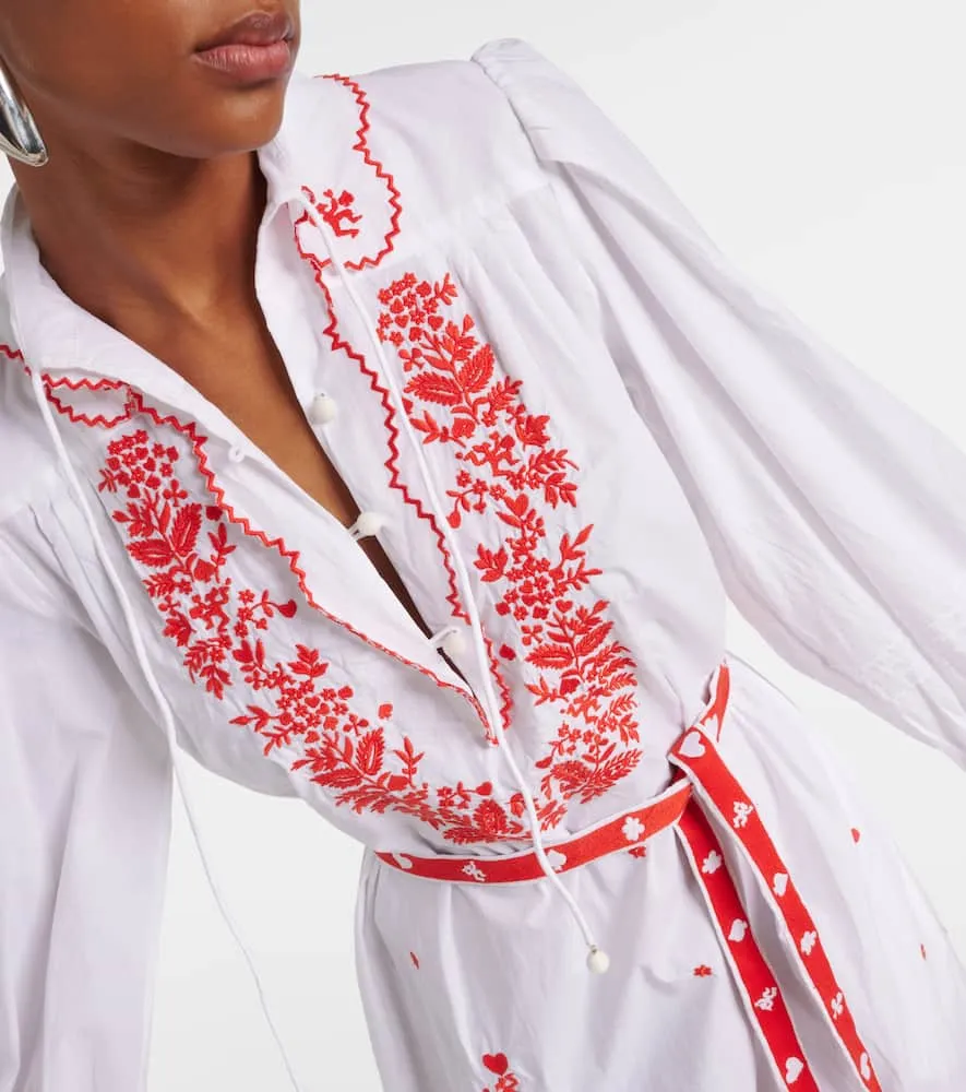 Alemais Hearts embroidered cotton midi dress