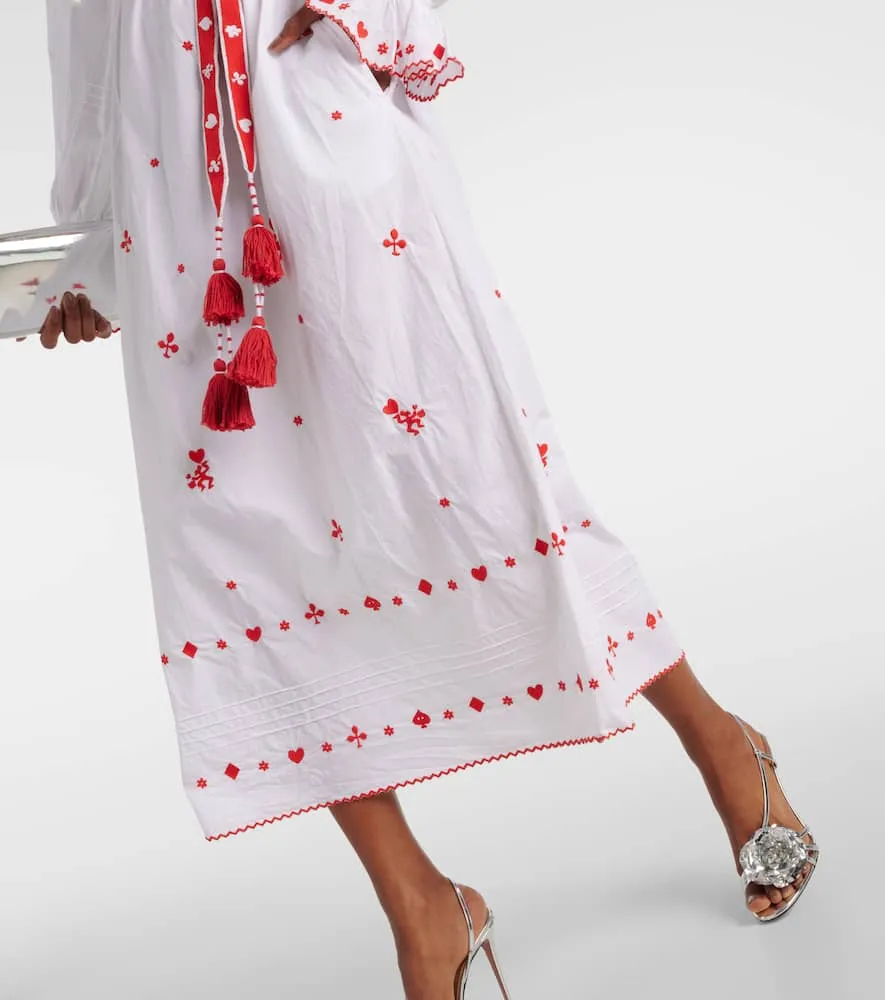 Alemais Hearts embroidered cotton midi dress