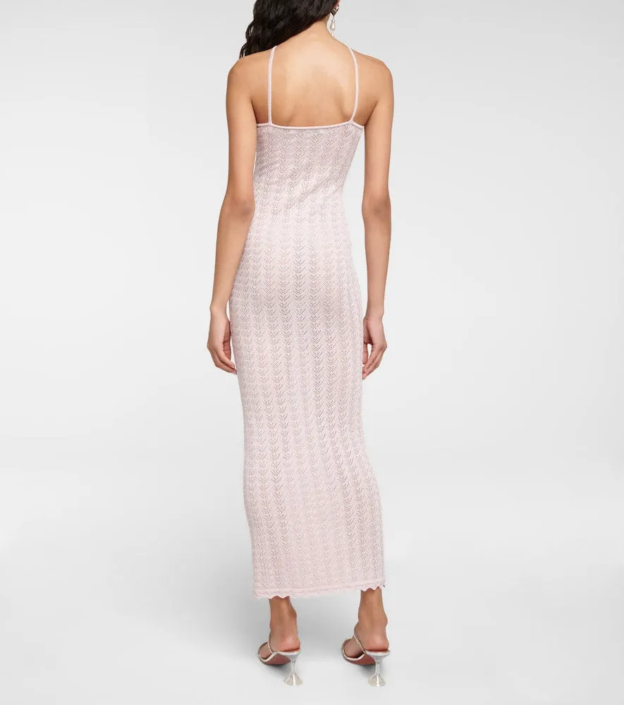 Alessandra Rich Crystal-embellished lace maxi dress