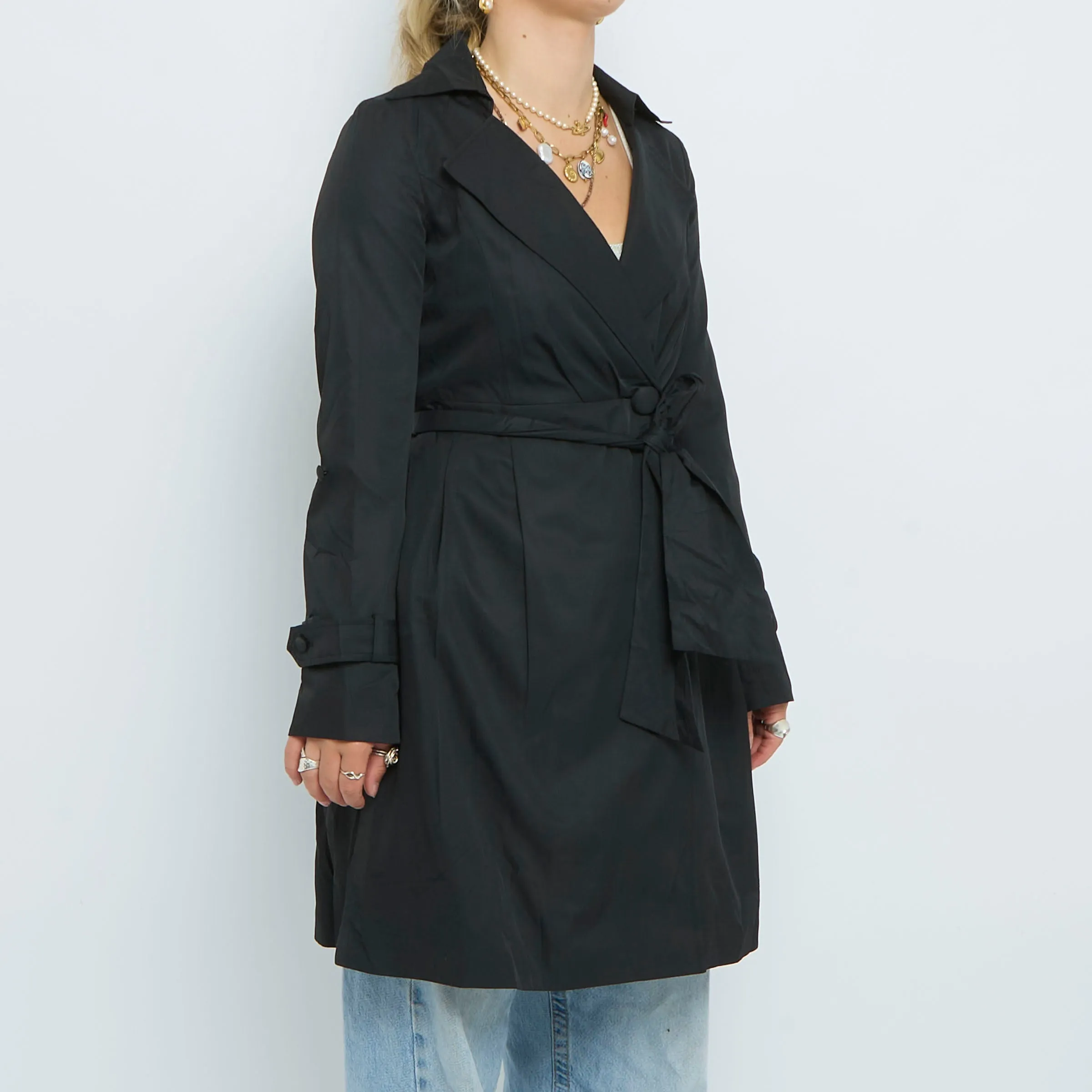 Belt  Collared Short Trench Coat - UK 8
