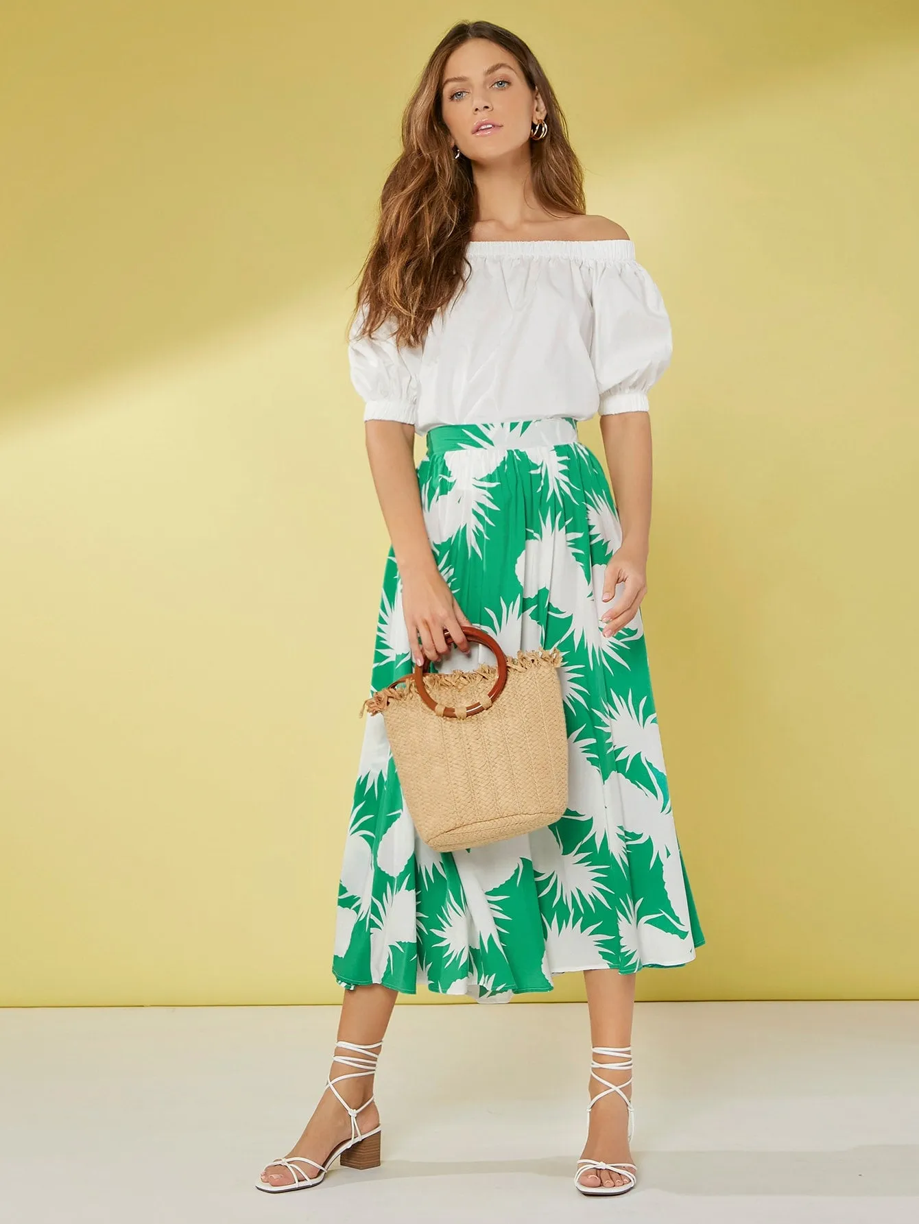 Boho Fruit&Vegetable High Waist Long Women Skirt
