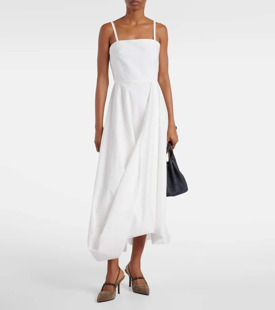 Brunello Cucinelli Cotton-blend midi dress
