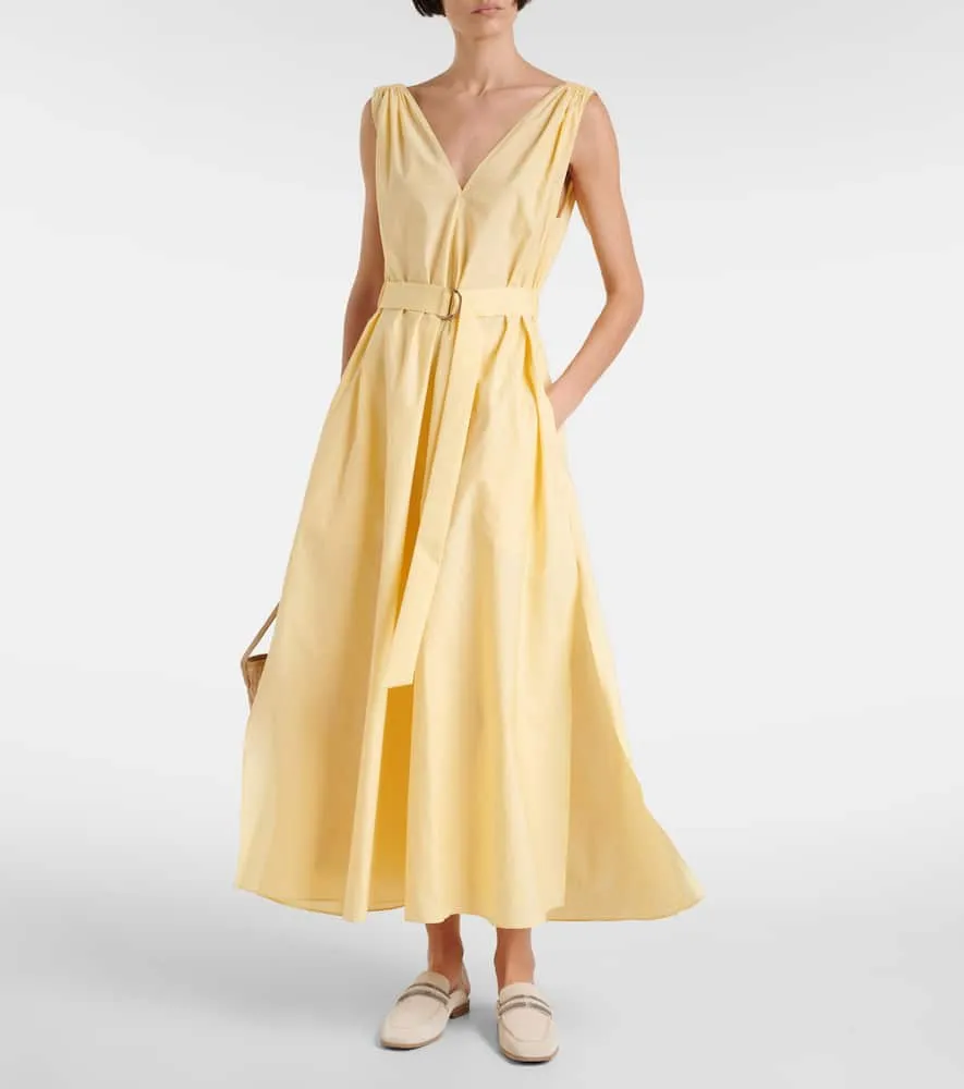 Brunello Cucinelli Cotton-blend poplin midi dress