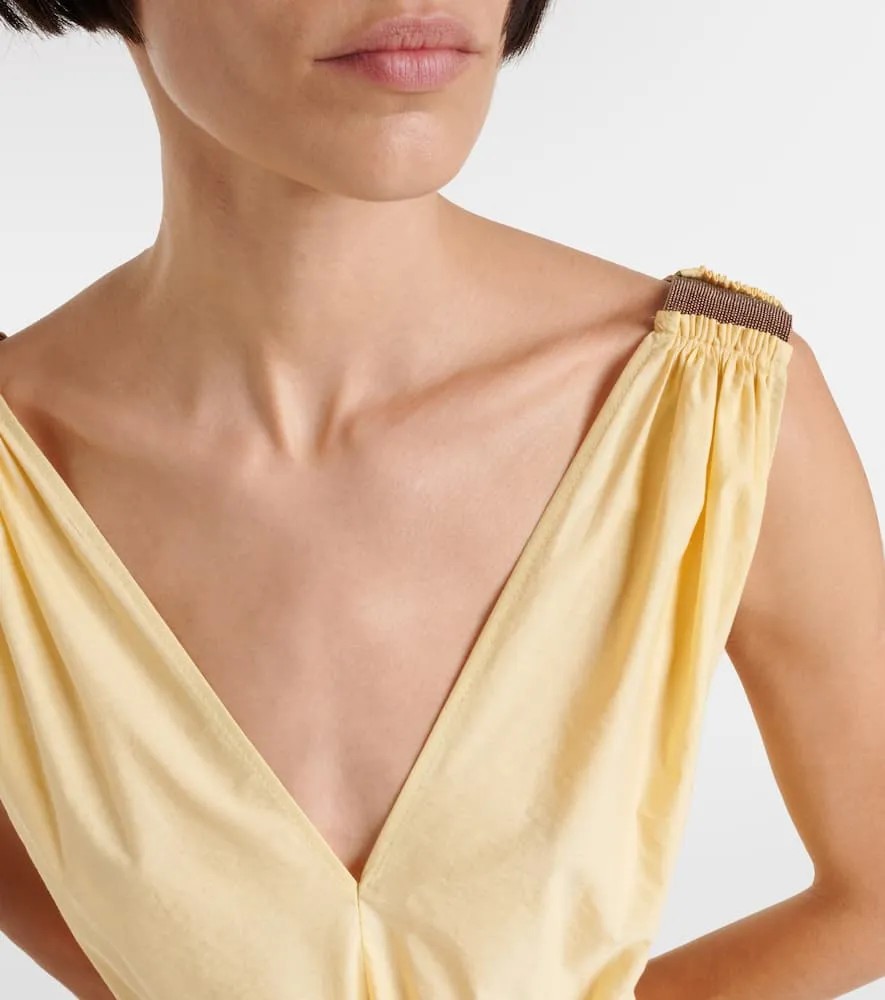 Brunello Cucinelli Cotton-blend poplin midi dress