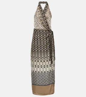 Brunello Cucinelli Printed halterneck silk maxi dress