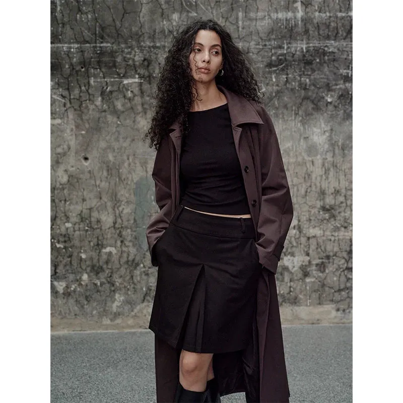 Burgundy Long Trench Coat