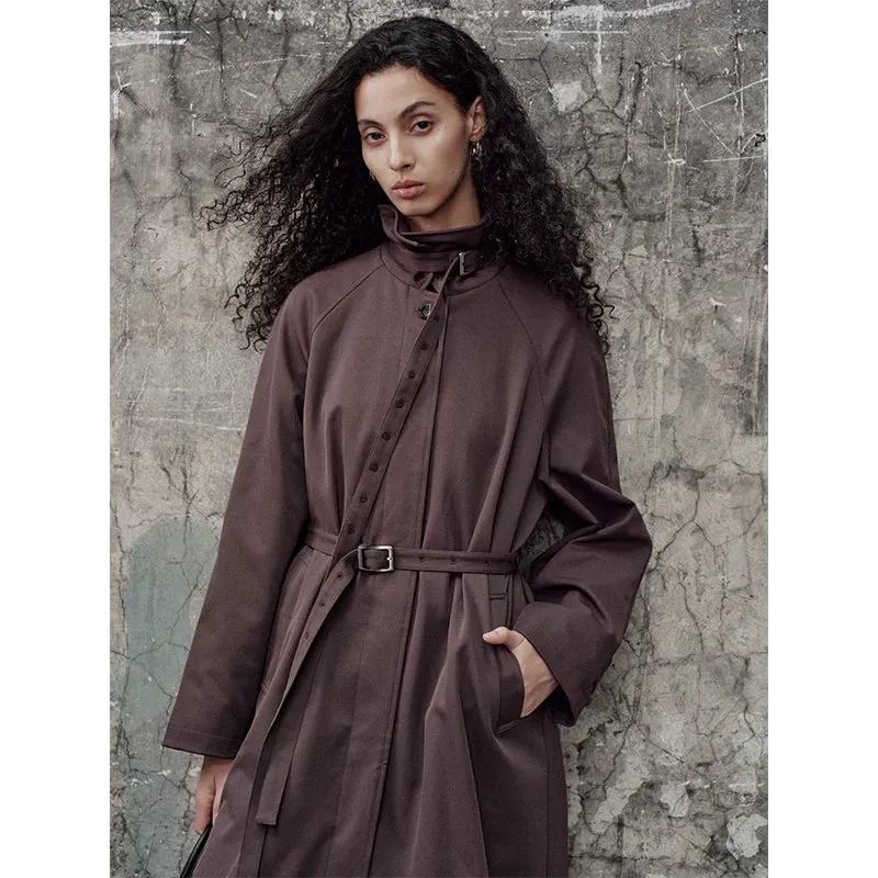 Burgundy Long Trench Coat