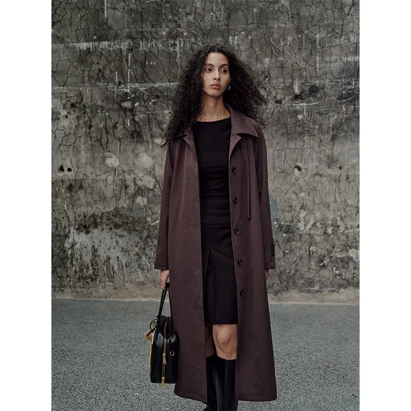 Burgundy Long Trench Coat
