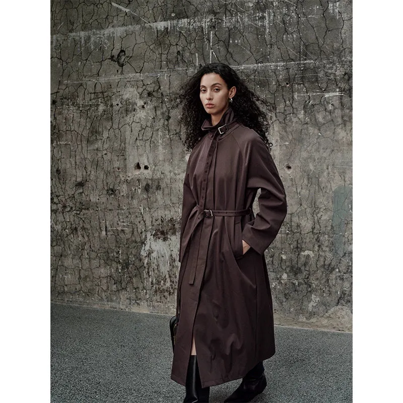 Burgundy Long Trench Coat