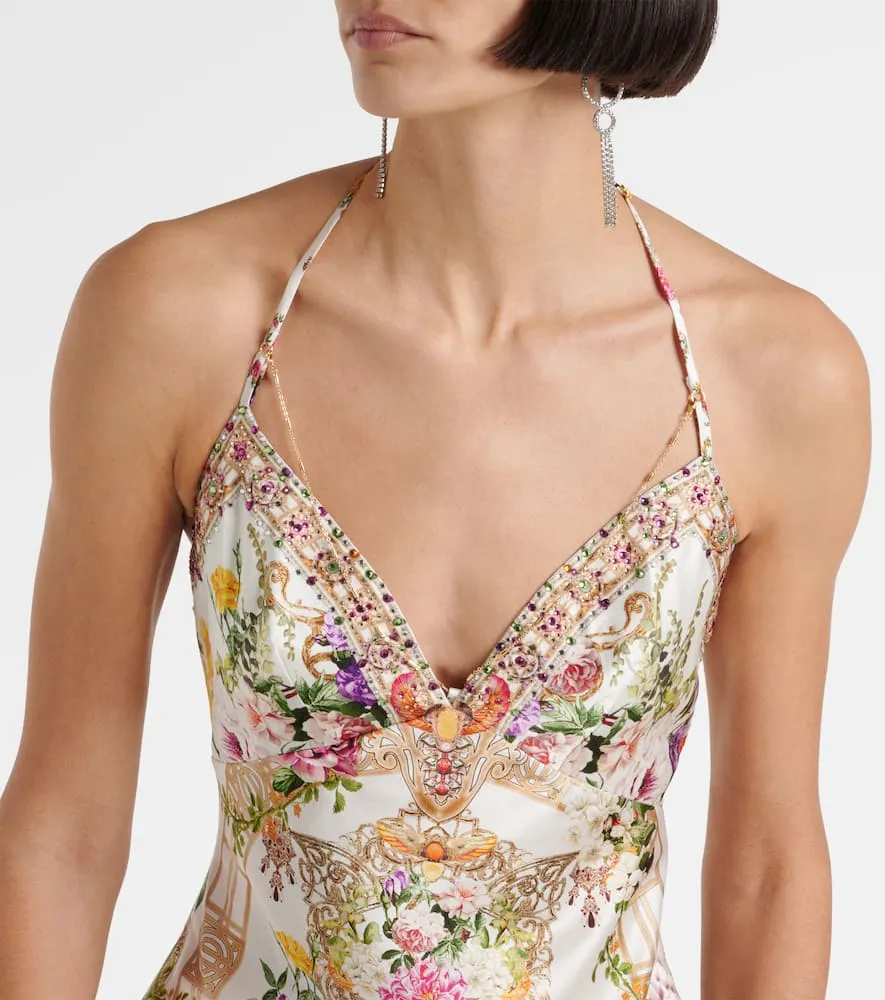 Camilla Chain-detail silk maxi dress