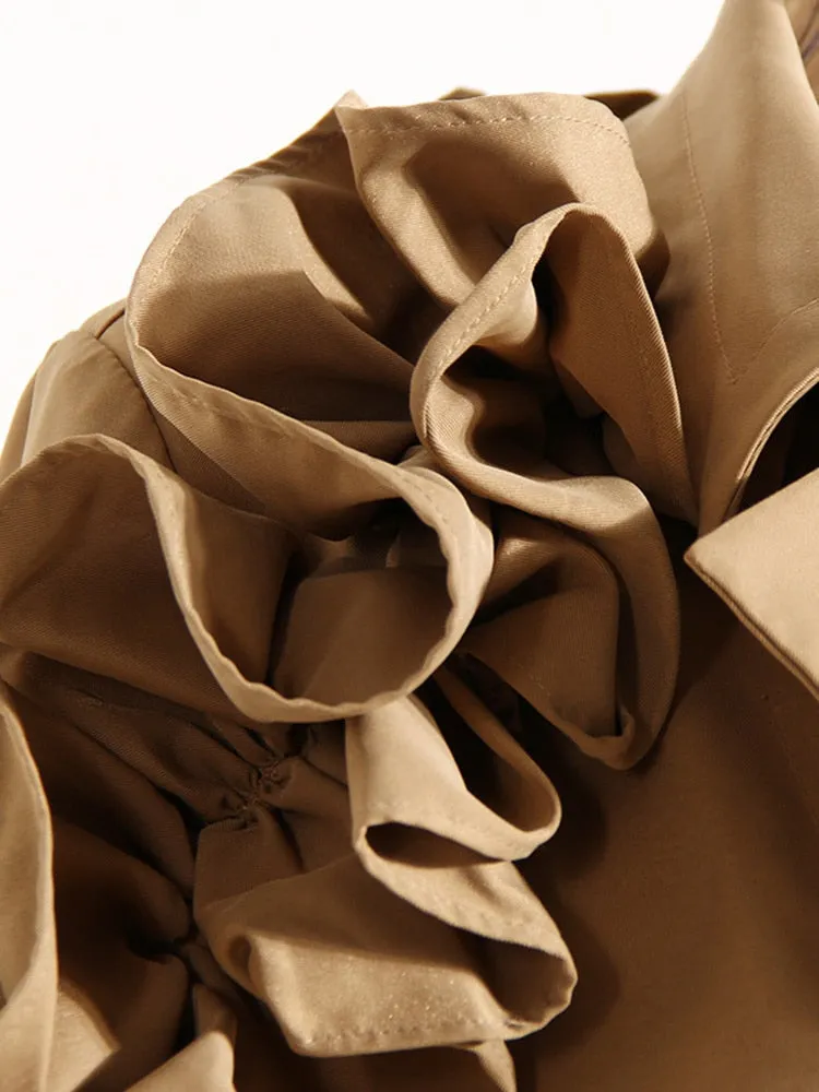 Caramel Extra Ruffles Trench Coat Dress