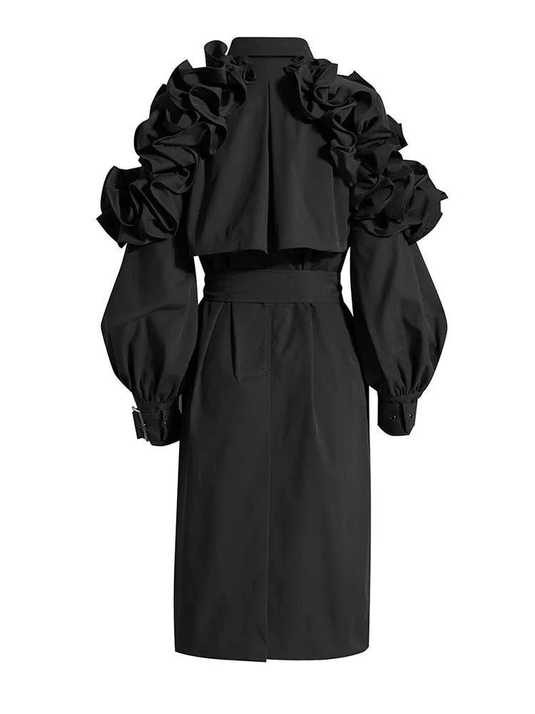 Caramel Extra Ruffles Trench Coat Dress