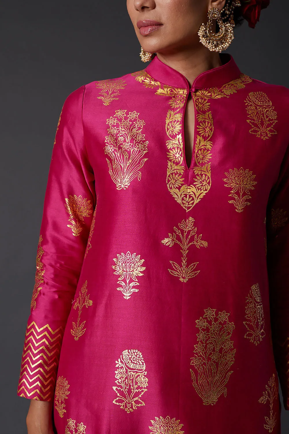 Fuchisa Block Printed Kurta Set