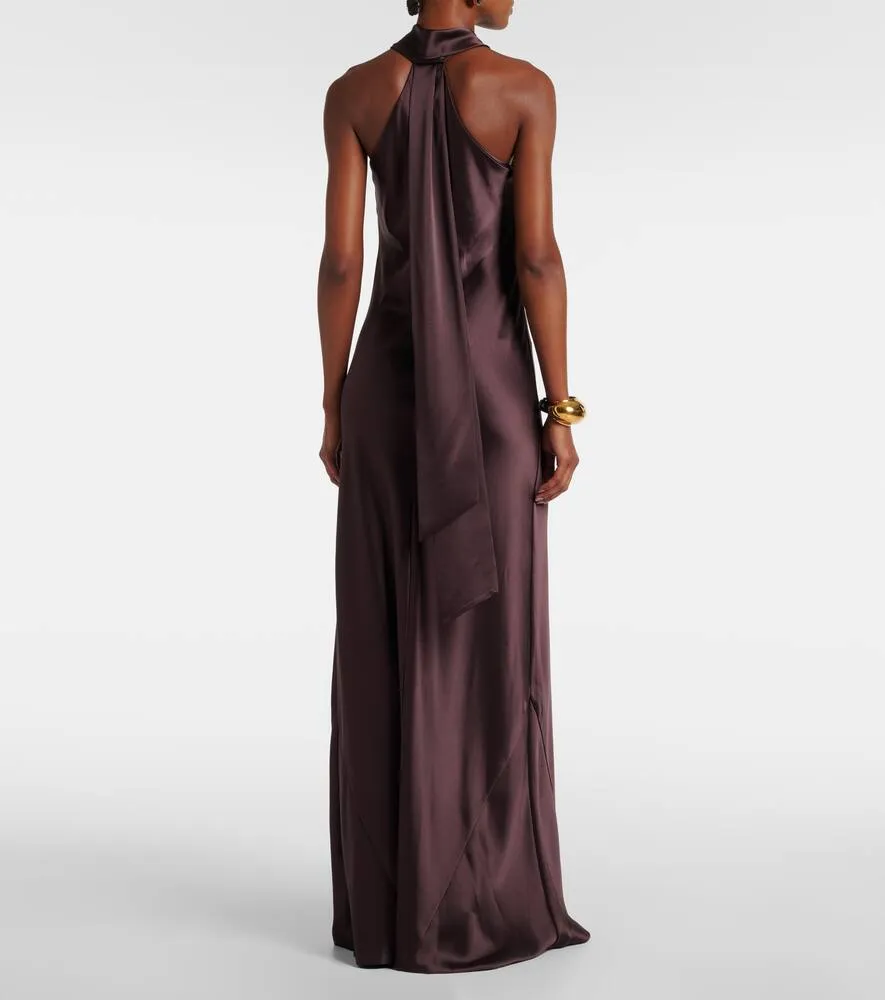 Galvan Pandora halterneck satin maxi dress