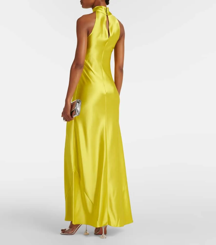 Galvan Portico halterneck satin gown