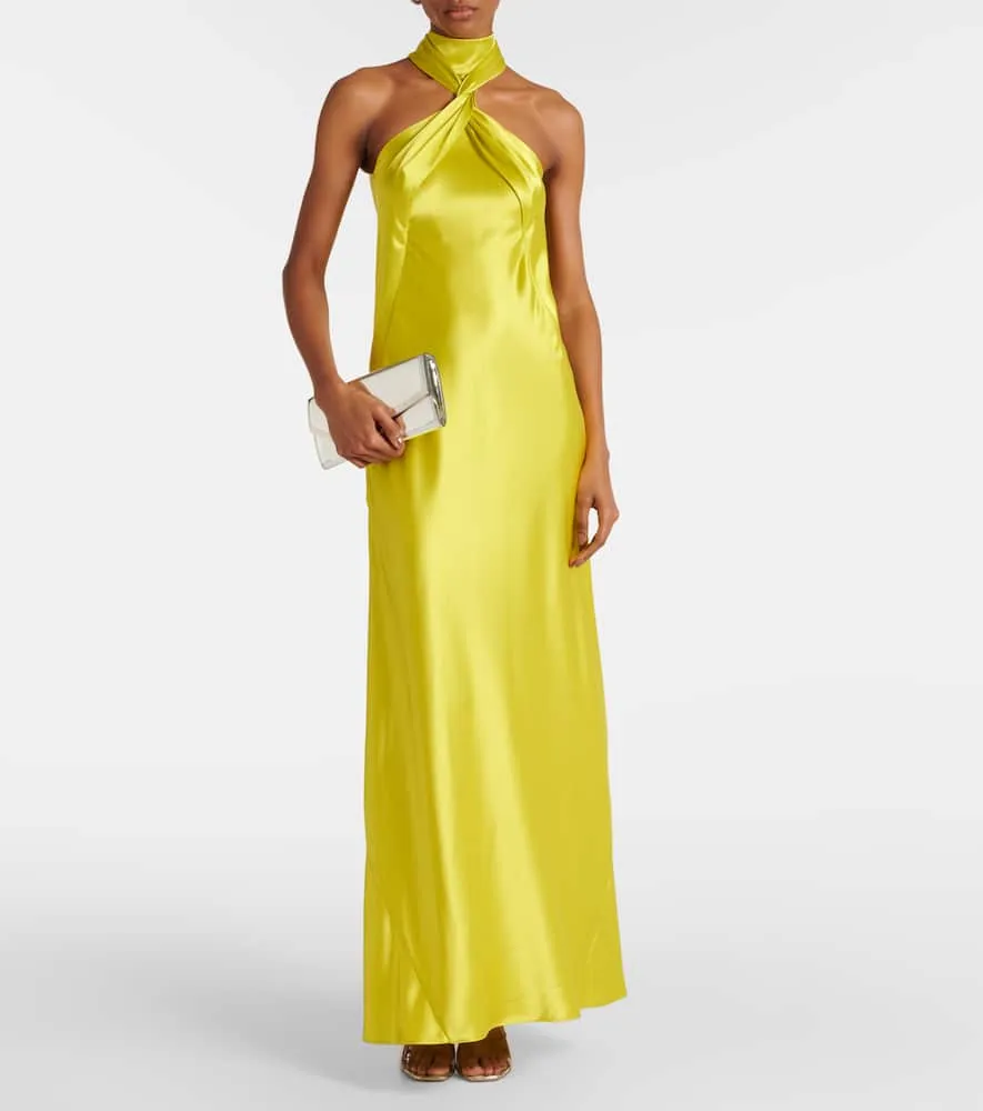 Galvan Portico halterneck satin gown