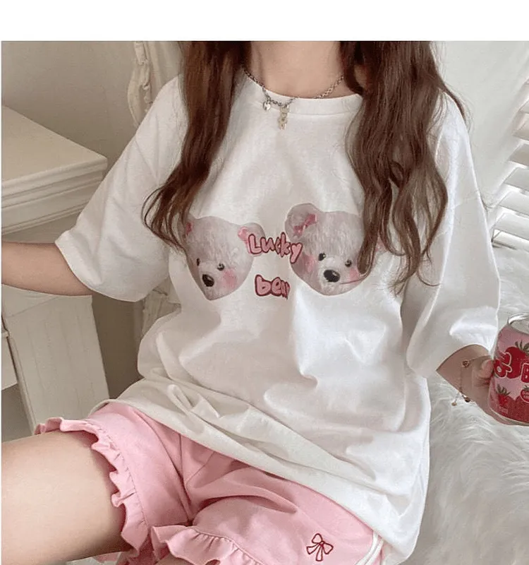 Kawaii Bow Aesthetic Loose High Waist Shorts