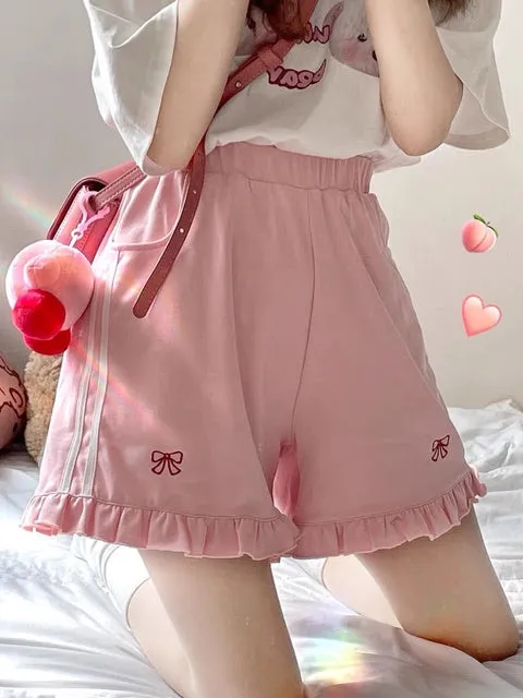 Kawaii Bow Aesthetic Loose High Waist Shorts