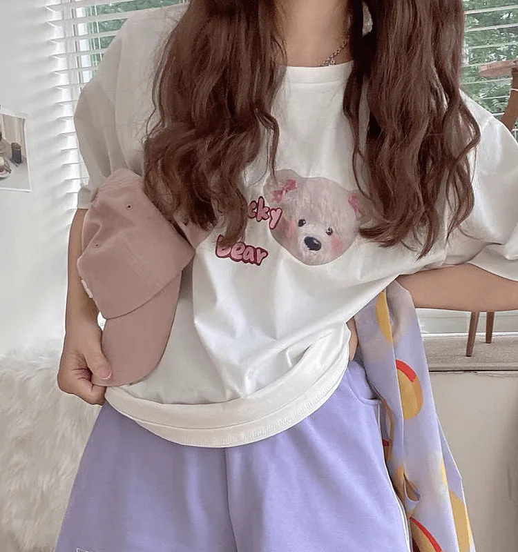 Kawaii Bow Aesthetic Loose High Waist Shorts