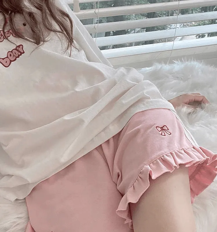 Kawaii Bow Aesthetic Loose High Waist Shorts