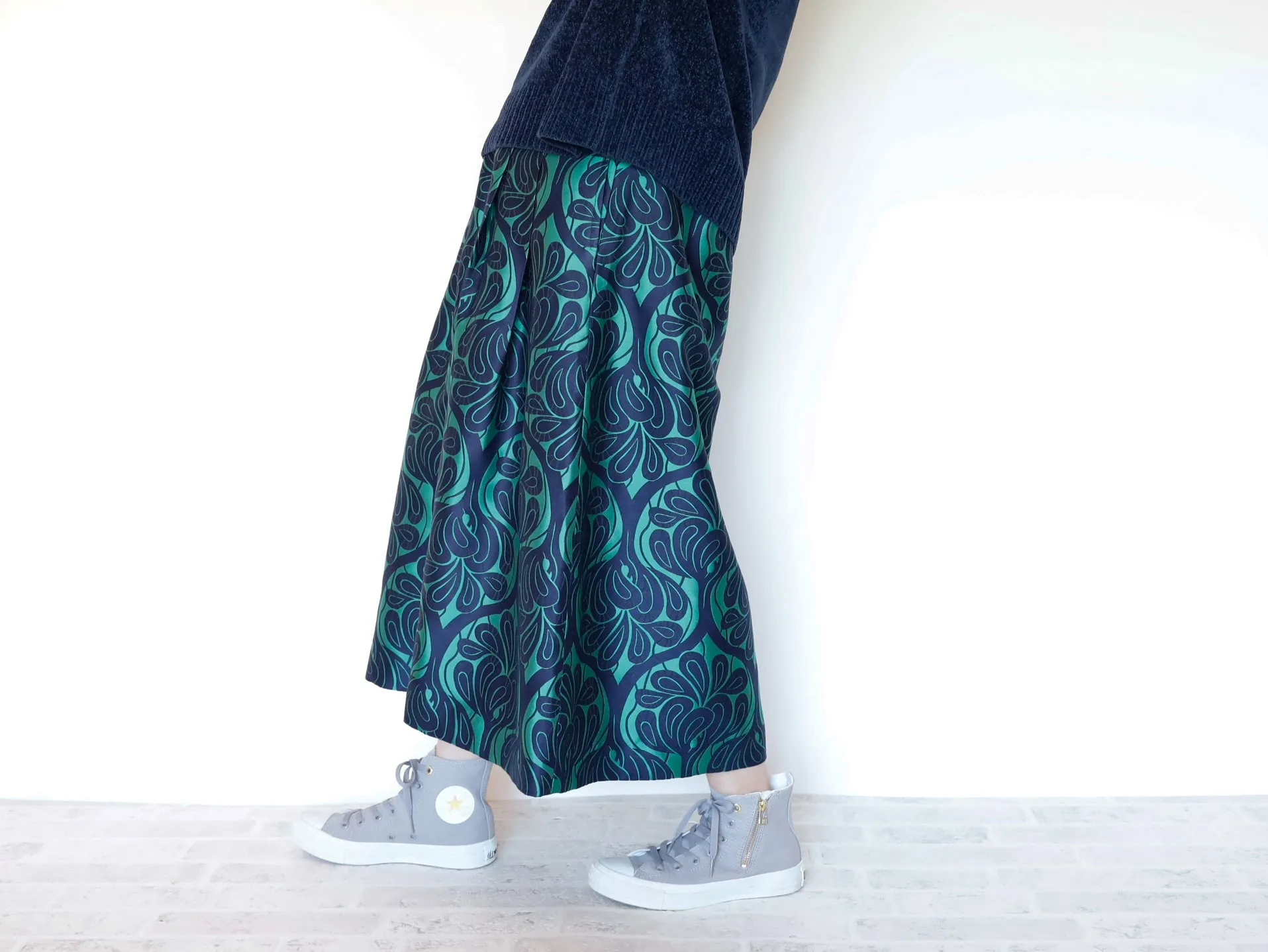 <S17V80>COVENT GARDEN WOVEN GREEN Skirt  -Length 80cm