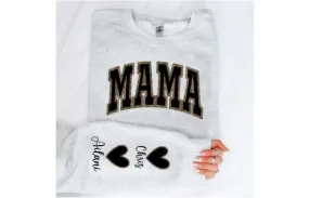 Mama wears her heart on her sleeve sweatshirt - Personalized