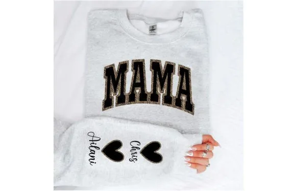 Mama wears her heart on her sleeve sweatshirt - Personalized