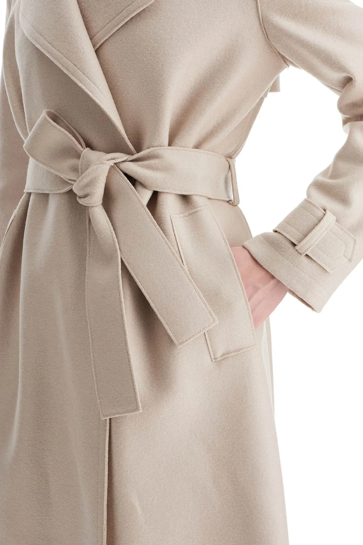 pressed wool robe coat with nine words A1343MLK ALMOND