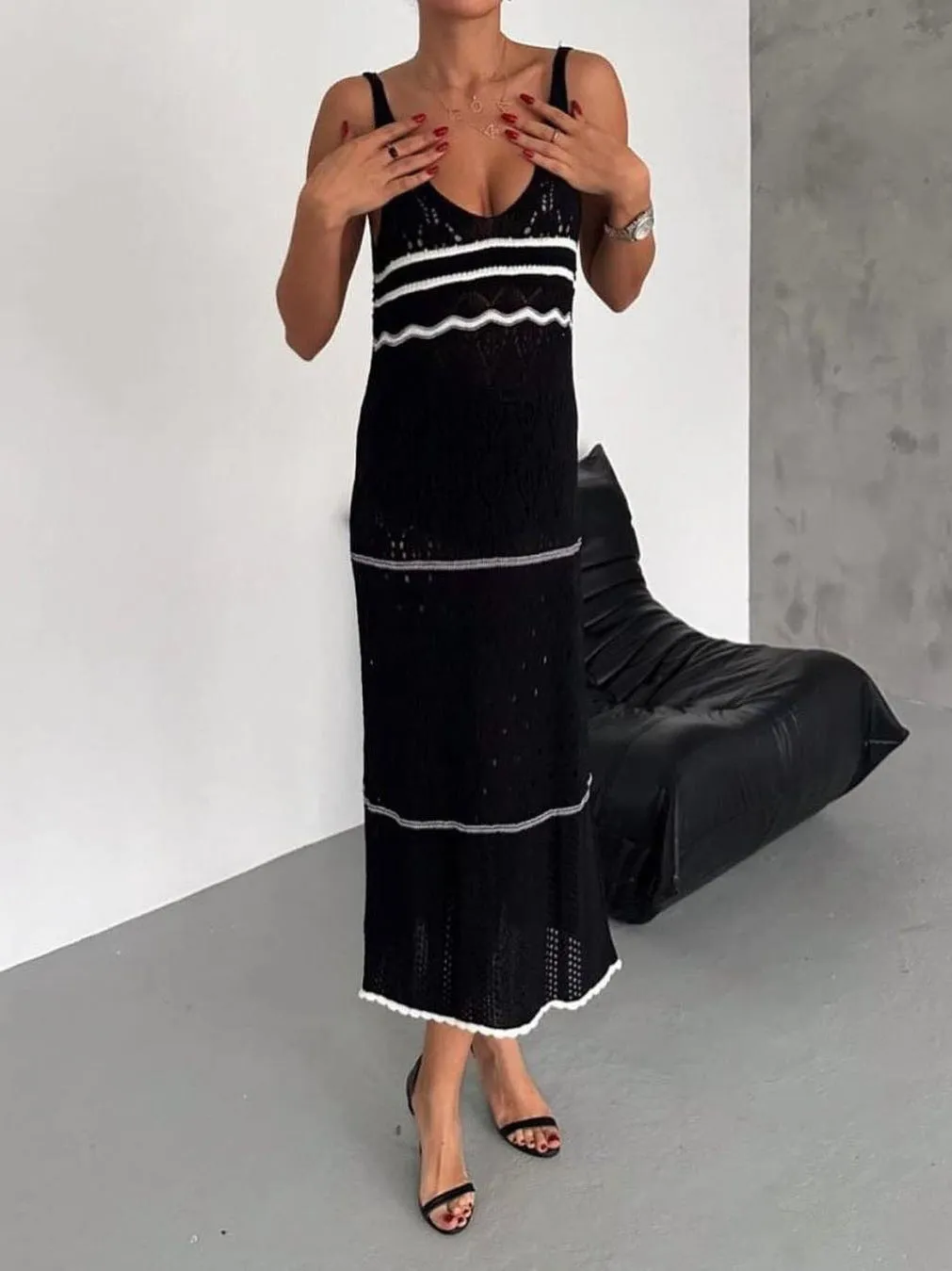 Striped Knitted Midi Dress