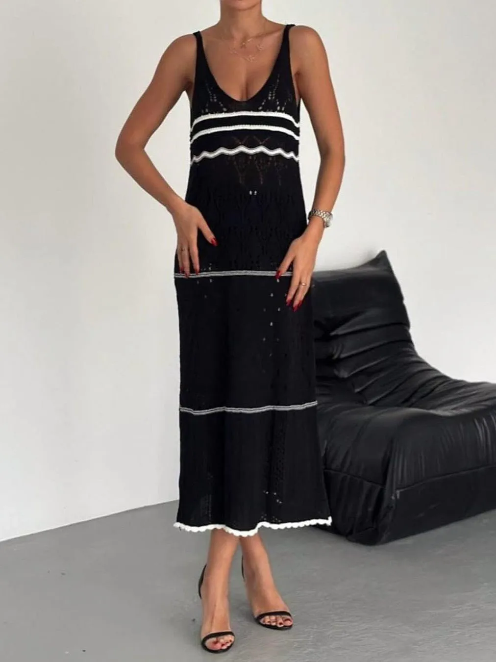 Striped Knitted Midi Dress