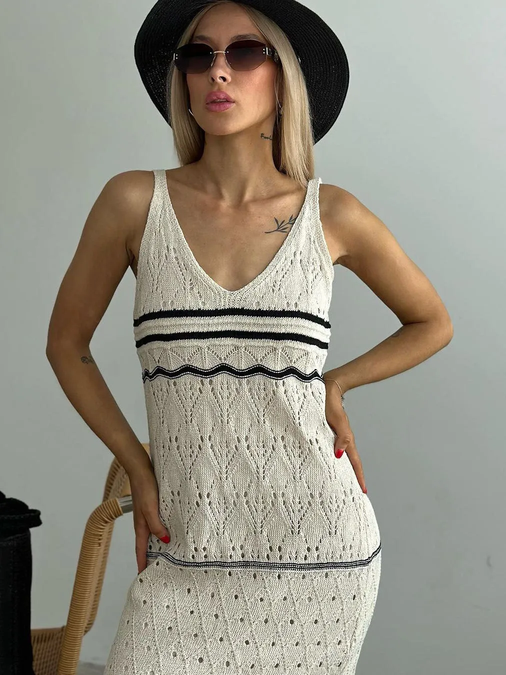 Striped Knitted Midi Dress