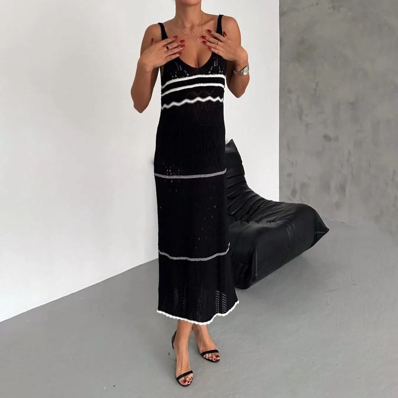 Striped Knitted Midi Dress