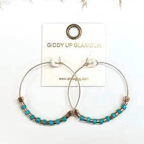 Summer Memories Beaded Gold Hoops in Turquoise