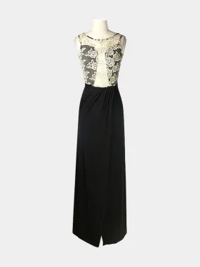Wholesale Black Round Neck Sleeveless Floral Print Slit Hem Maxi Dress