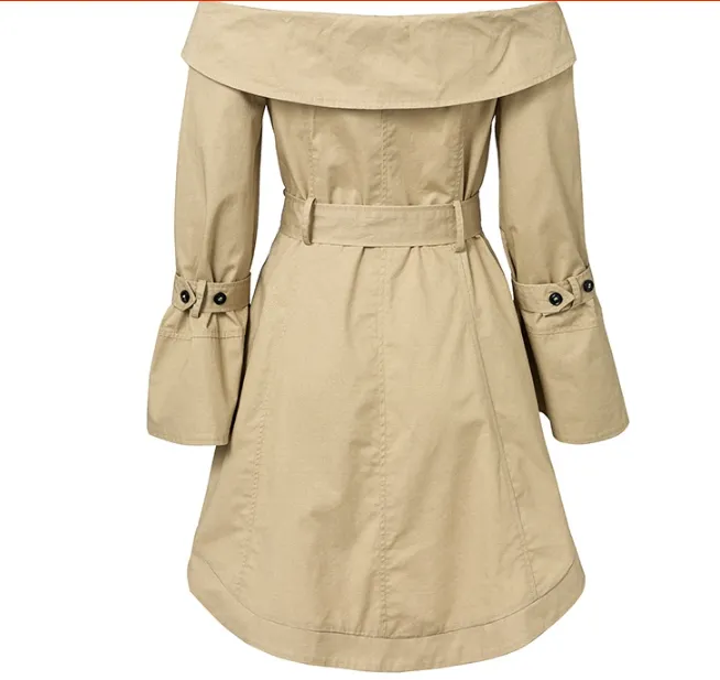 Women's Spring Off Shoulder Trench
